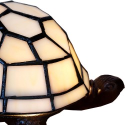 LumiLamp Tiffany Tafellamp Schildpad 5LL-6001 22*18*16 cm E14/max 1*25W Beige Glas in lood Tiffany Lampen Nachtlampje