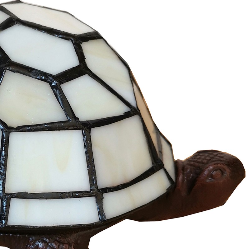 LumiLamp Tiffany Tischlampe Schildkröte 22x18x16 cm  Beige Glas