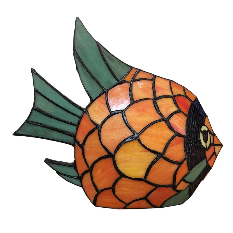 LumiLamp Tiffany Tischlampe 29x23x18 cm  Orange Glas Fisch