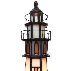 LumiLamp Tiffany Tafellamp Vuurtoren 5LL-6006 11*11*25 cm E14/max 1*25W Bruin Beige Glas in lood Tiffany Bureaulamp
