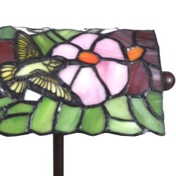 LumiLamp Lampe de table Tiffany 5LL-6008 15*15*33 cm E14/max 1*25W Vert, Rose Vitrail Oiseau Lampe de bureau Tiffany
