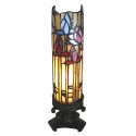 LumiLamp Table Lamp Tiffany 15x15x27 cm Beige Blue Glass Rectangle Flowers