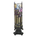 LumiLamp Table Lamp Tiffany 15x15x27 cm Beige Blue Glass Rectangle Flowers