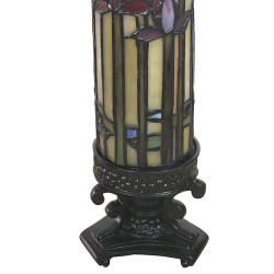 LumiLamp Tiffany Tafellamp 5LL-6010 15*15*27 cm Beige Blauw Glas in lood Rechthoek Bloemen Tiffany Lampen