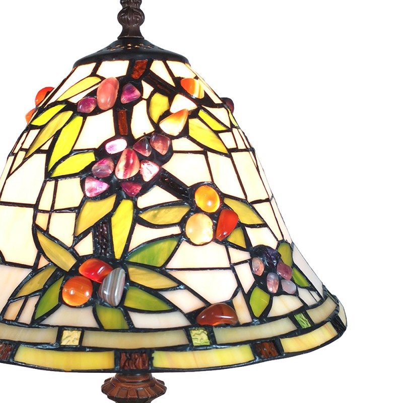 2LumiLamp Tiffany Tafellamp 5LL-6019 31*31*47 cm Meerkleurig Glas in lood Bloemen Tiffany Bureaulamp
