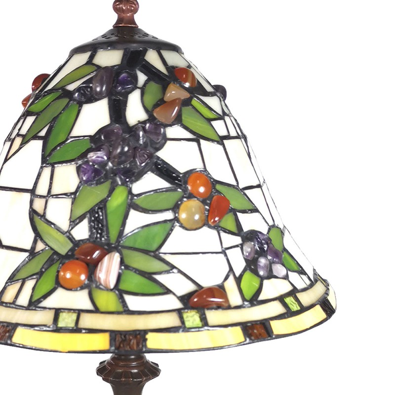 LumiLamp Lampe de table Tiffany 31x31x47 cm Beige Vert Verre Fleurs