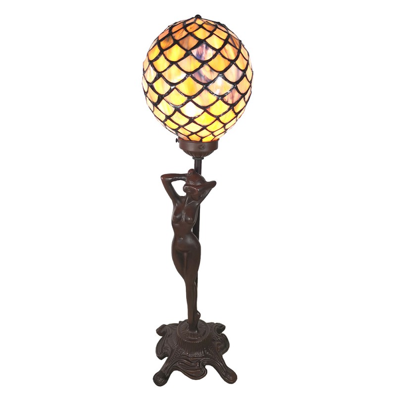 LumiLamp Tiffany Tafellamp 5LL-6024 21*21*51 cm E14/max 1*25W Meerkleurig Glas in lood Vrouw Tiffany Bureaulamp