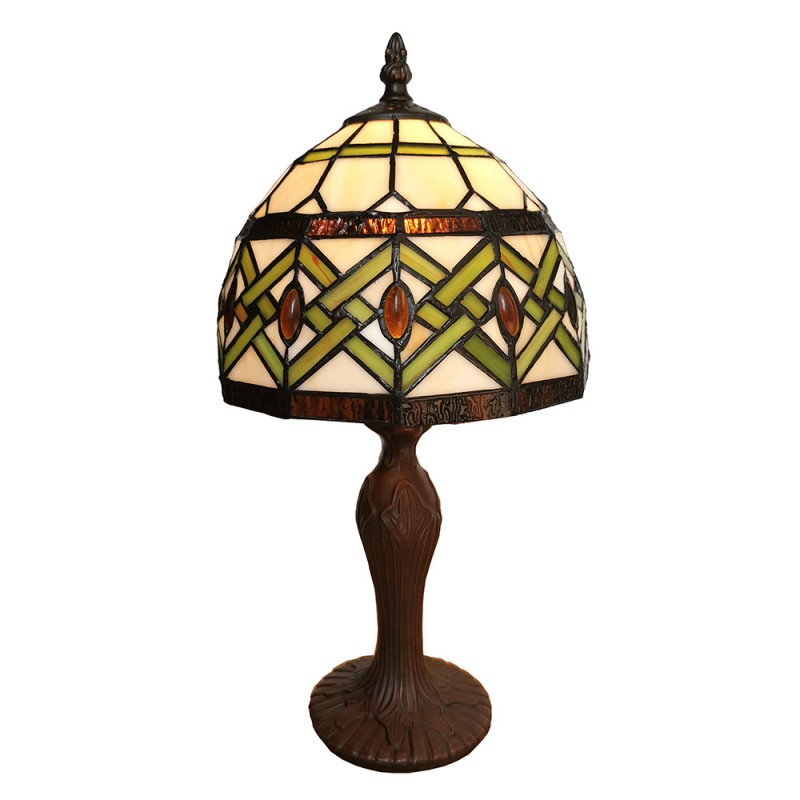 LumiLamp Lampe de table Tiffany 21x21x33 cm Beige Vert Verre