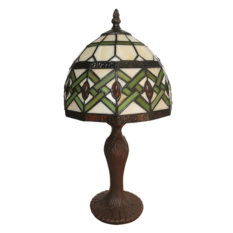 LumiLamp Lampe de table Tiffany 21x21x33 cm Beige Vert Verre