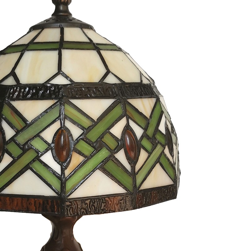 LumiLamp Lampada da tavolo Tiffany 21x21x33 cm Beige Verde Vetro
