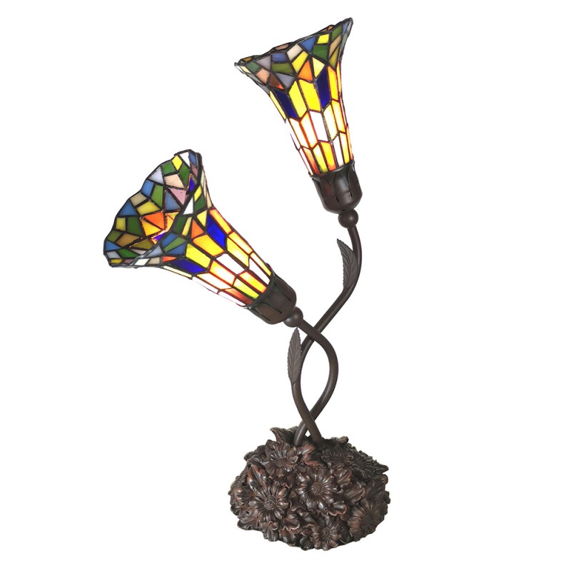 2LumiLamp Tiffany Tafellamp 5LL-6028 46*28*63 cm Meerkleurig Glas in lood Tiffany Bureaulamp