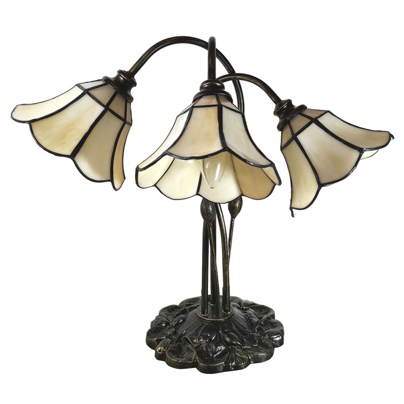 LumiLamp Lampe de table Tiffany 46x28x63 cm Beige Verre Tulipes
