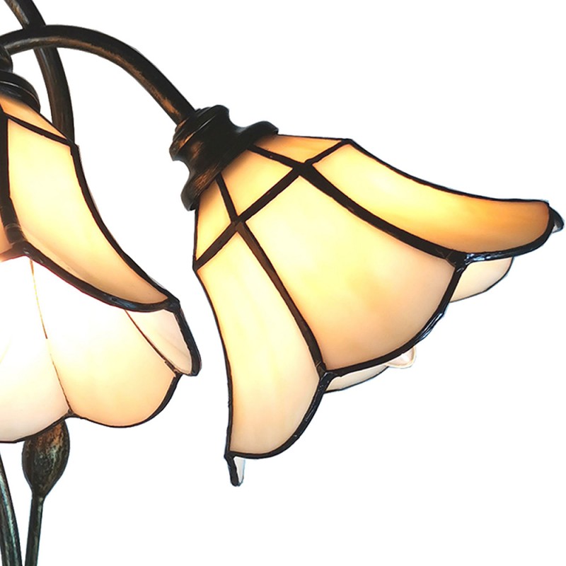 LumiLamp Tiffany Tischlampe 46x28x63 cm Beige Glas Tulpen