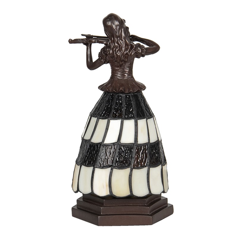 LumiLamp Lampe de table Tiffany Femme 15x15x27 cm Marron Blanc Verre