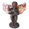 LumiLamp Table Lamp Tiffany Angel 41x26 cm Brown Pink Glass