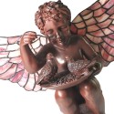 LumiLamp Table Lamp Tiffany Angel 41x26 cm Brown Pink Glass
