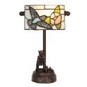 LumiLamp Lampada da scrivania Lampada da banchiere Tiffany 15x33 cm Beige Blu  Poliresina Vetro Uccello