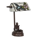 LumiLamp Lampada da scrivania Lampada da banchiere Tiffany 15x33 cm Beige Blu  Poliresina Vetro Uccello