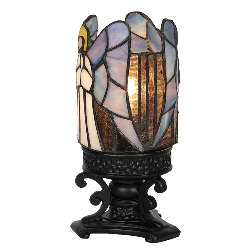 LumiLamp Tiffany Tischlampe Engel Ø 13x25 cm  Grau Glas