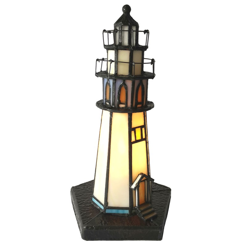 Lumilamp Wall Lamp Lighthouse, Vintage Stained Glass Lighthouse Lamp