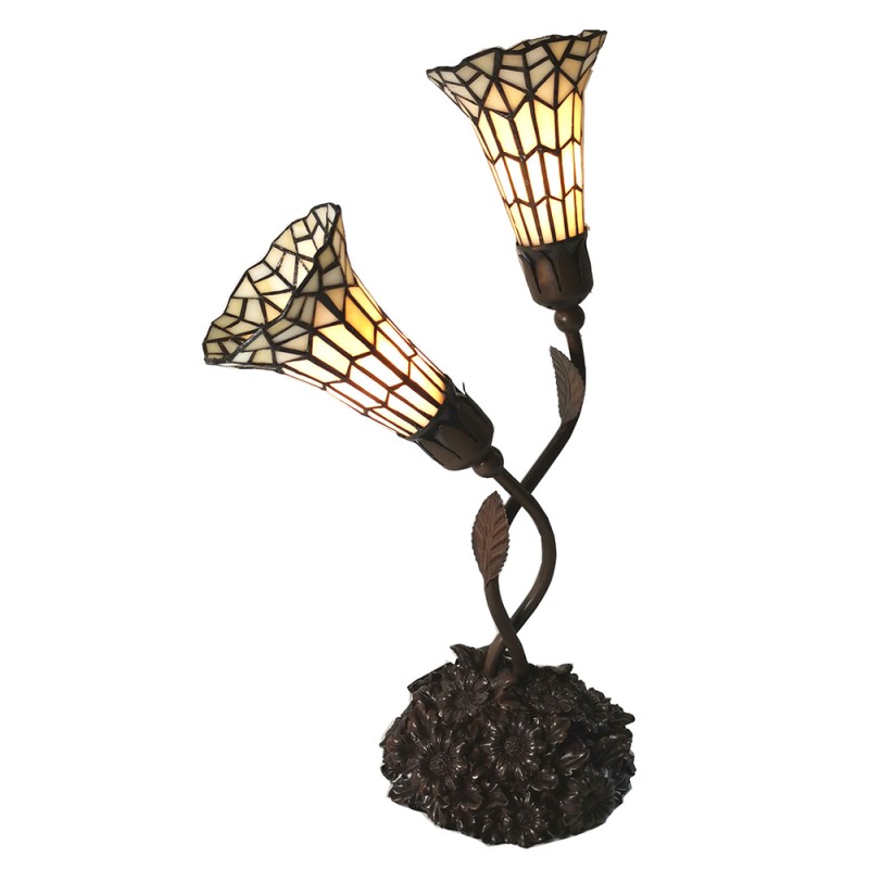 LumiLamp Lampe de table Tiffany 44x26x61 cm Beige Verre