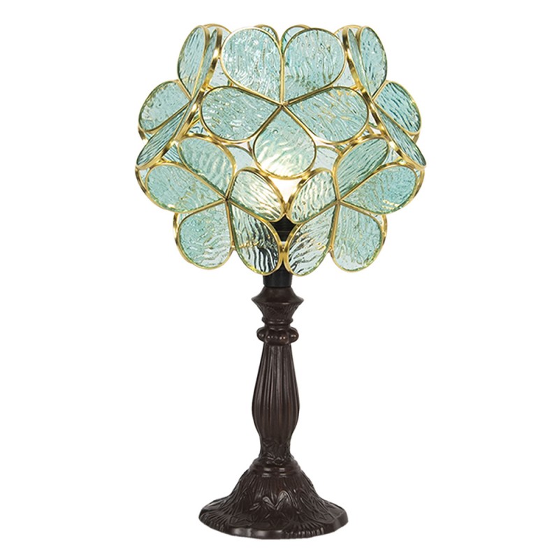 LumiLamp Tiffany Tischlampe 43 cm Grün Glas Blume