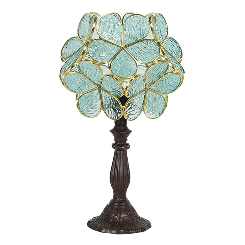 LumiLamp Tiffany Tischlampe 43 cm Grün Glas Blume