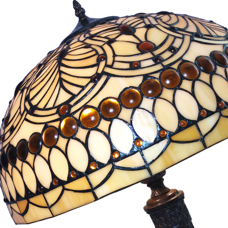 LumiLamp Lampada da tavolo Tiffany Ø 46x62 cm  Beige Vetro