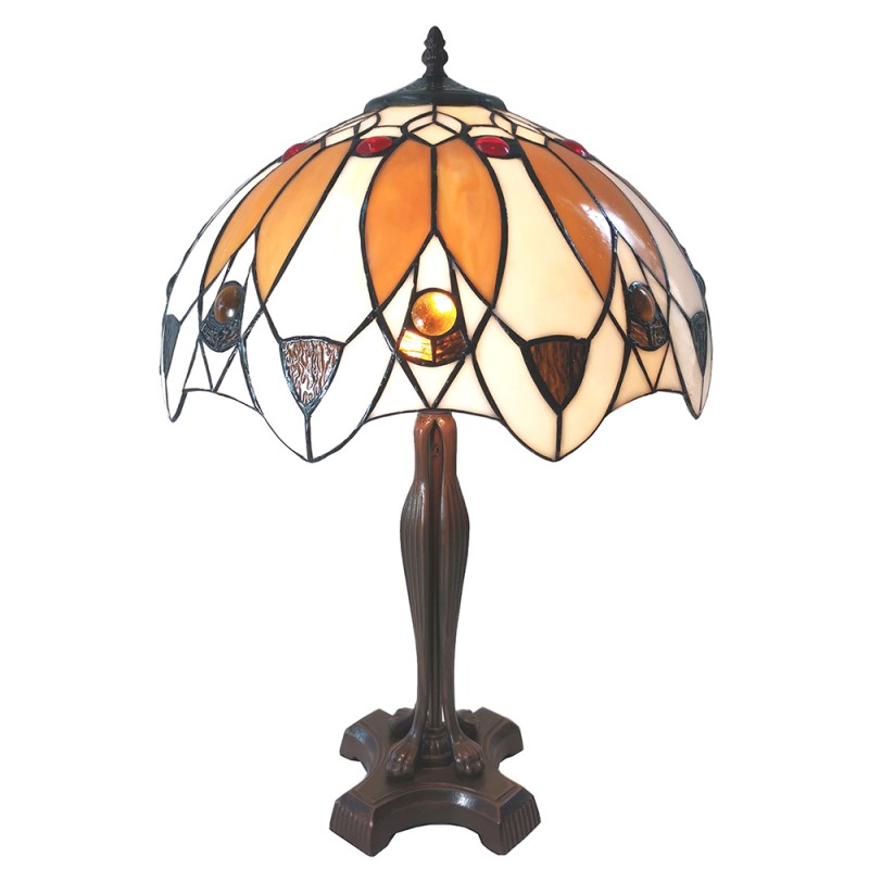 LumiLamp Lampada da tavolo Tiffany Ø 41x57 cm Beige Marrone  Vetro