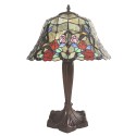 LumiLamp Table Lamp Tiffany Ø 41x57 cm Beige Red Glass Flowers