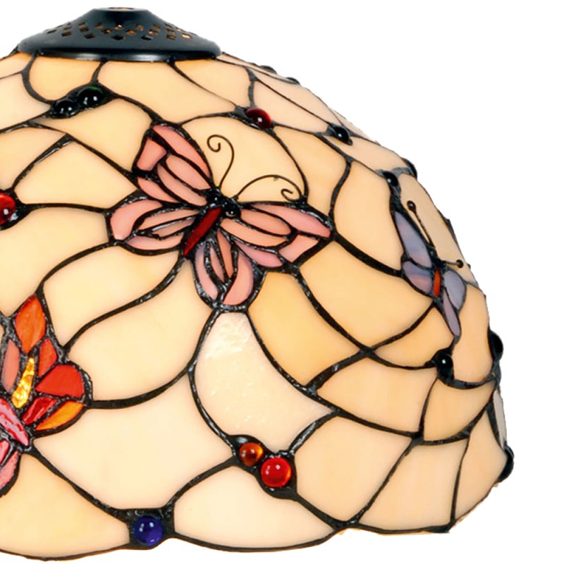 LumiLamp Lampshade Tiffany Ø 30x20 cm Beige Pink Glass Butterfly