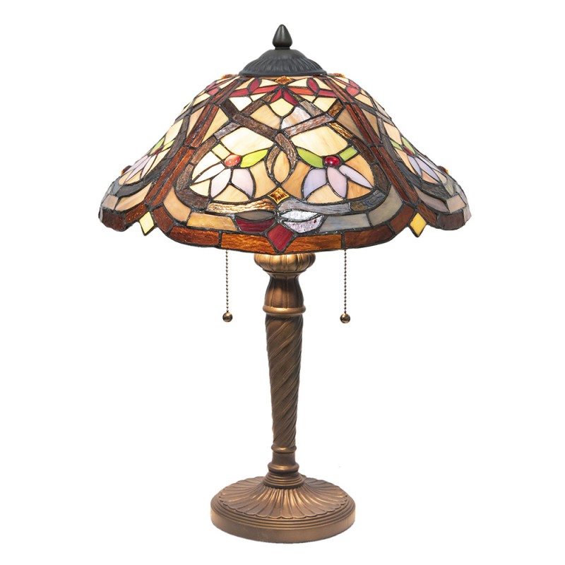 2LumiLamp Lampe de table Tiffany Ø 40x54 cm  Brun, Rouge, Jaune