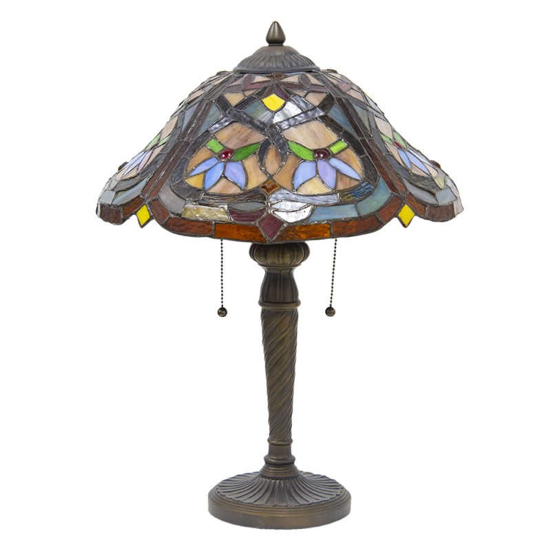 2LumiLamp Tiffany Tischlampe Ø 40x54 cm Braun Rot 2LumiLamp Tiffany Tischlampe Ø 40x54 cm Braun Rot