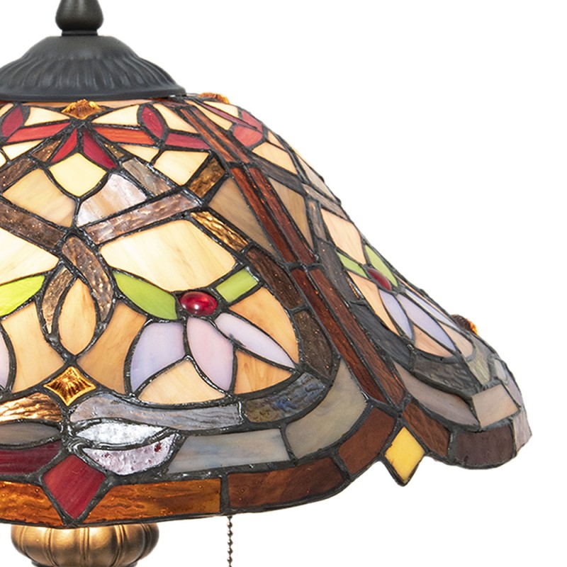 LumiLamp Lampe de table Tiffany Ø 40x54 cm  Marron Rouge Verre