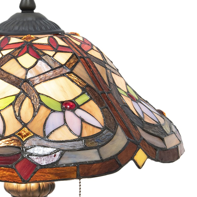 2LumiLamp Tiffany Tischlampe Ø 40x54 cm Braun Rot 2LumiLamp Tiffany Tischlampe Ø 40x54 cm Braun Rot