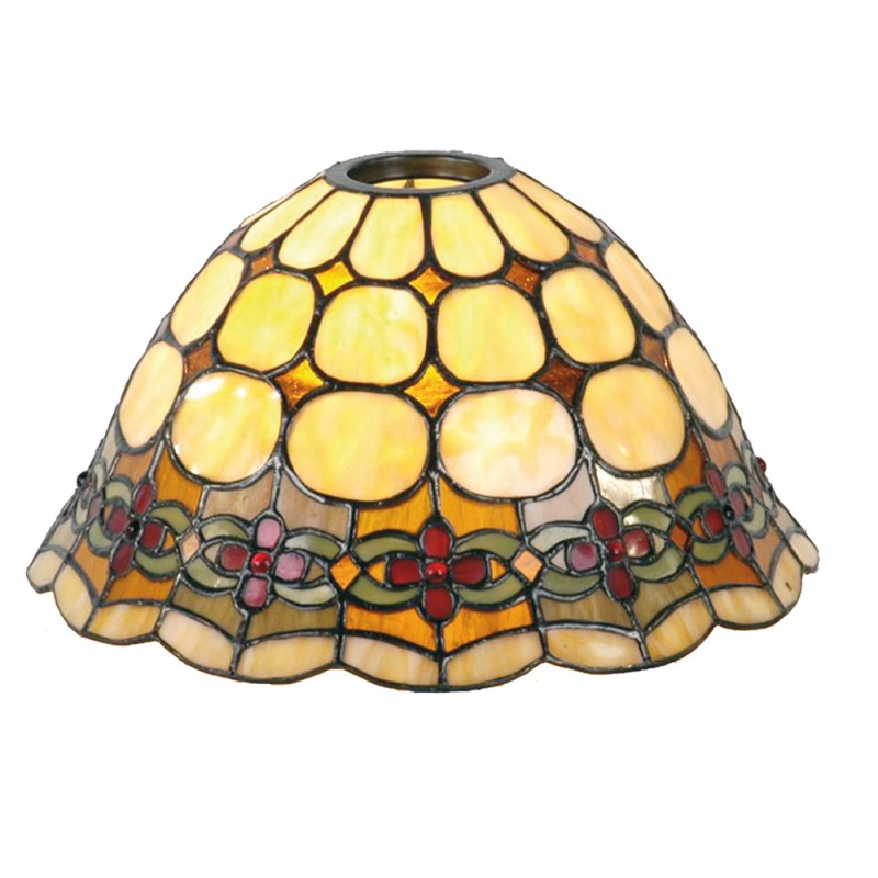LumiLamp Lampenschirm Tiffany Ø 25x15 cm Beige Rot Glas Dreieck