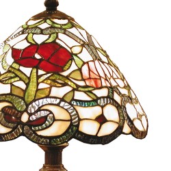 LumiLamp Tiffany Tischlampe 5LL-8837 Ø 32*47 cm E27/max 1*40W Beige, Grün Glasmalerei Rose Schreibtischlampe Tiffany