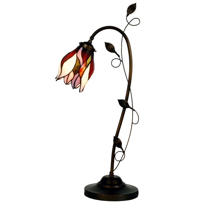 LumiLamp Lampe de bureau Lampe de banquier Tiffany 5LL-8839 34*24*72 cm E14/max 1*40W Beige, Marron Vitrail Tulipes