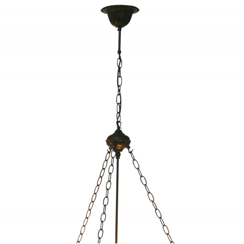2LumiLamp Tiffany Pendente da Soffitto 5LL-8842 100 cm E27/max 3*60W Marrone  Ferro Porta-lampade a Sospensione