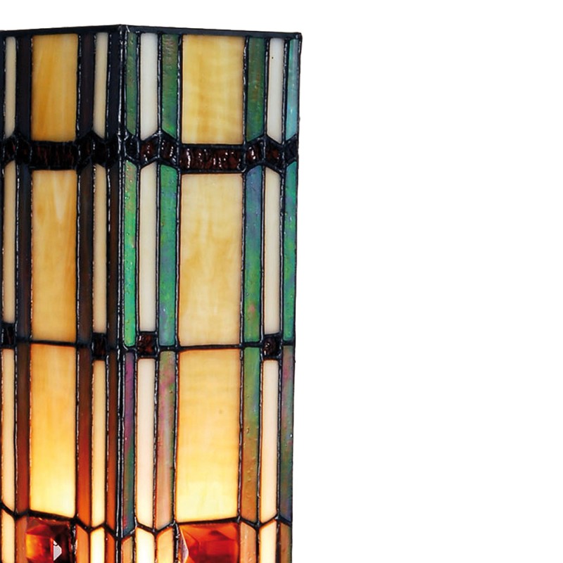 LumiLamp Lampe de table Tiffany 12x12x35 cm  Beige Vert Verre Rectangle