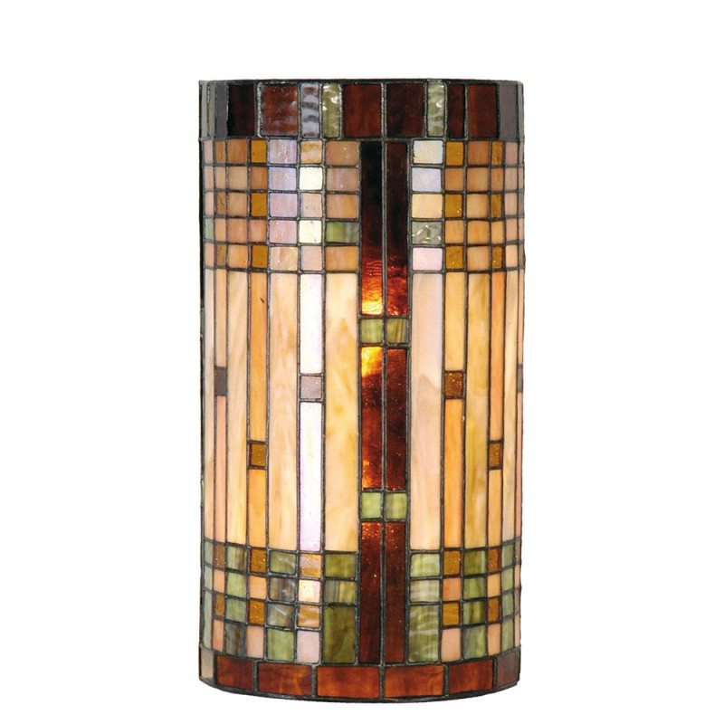 LumiLamp Wandlamp Tiffany 5LL-9112 20*11*36 cm  Beige Bruin Glas Halfrond Muurlamp Sfeerlamp