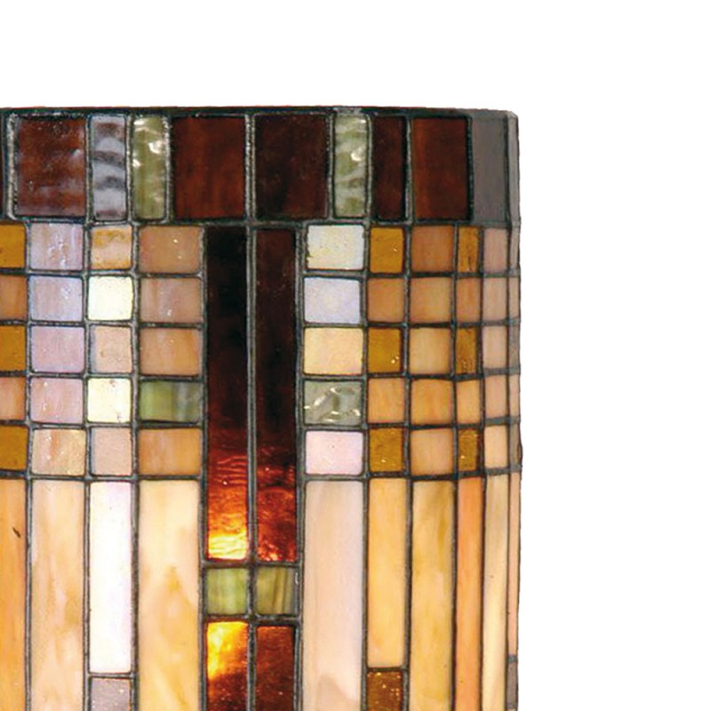 LumiLamp Wall Light Tiffany 20x11x36 cm  Beige Brown Glass Semicircle