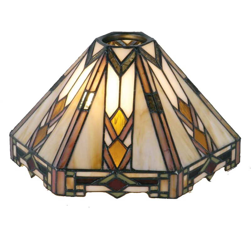 LumiLamp Lampshade Tiffany 26x22x15 cm Beige Brown Glass Triangle