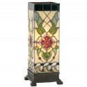 LumiLamp Lampe de table Tiffany 18x18x45 cm  Beige Vert Verre Rectangle Rose