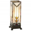 2LumiLamp Lampe de table Tiffany 18*18*45 cm E27/max 1*60W Beige, Jaune Vitrail Rectangle