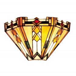 LumiLamp Wandlamp Tiffany 5LL-9263 31*13*20 cm E14/max 1*40W Beige Bruin Glas in lood Driehoek Art Deco Muurlamp Sfeerlamp