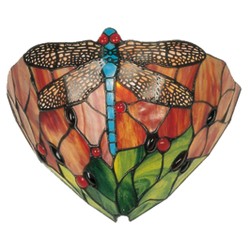 LumiLamp Wall Lamp Tiffany 5LL-9312 30*15*20 cm Red Green Glass Triangle Dragonfly