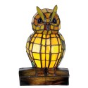 2LumiLamp Tiffany Tafellamp Uil 5LL-9328 15*12*22 cm E14/max 1*40W Geel Glas in lood Tiffany Lampen