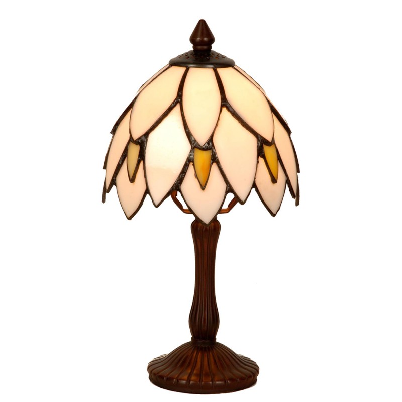 LumiLamp Lampada da tavolo Tiffany Ø 18x34 cm  Beige Marrone  Vetro