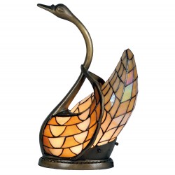 LumiLamp Lampada parete Tiffany Cigno  5LL-9883 30*20*45 cm E14/max 1*40W Beige, Giallo Vetro Colorato  Lampada Tiffany